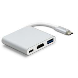 ADAPTADOR METRONIC USB.C 3EM1 -395296( HDMI - USB-A - USB-C - Branco - Adaptador USB-C 3 em 1 )
