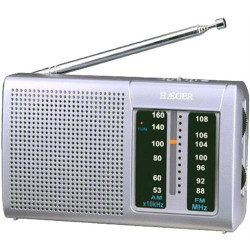RÁDIO PORTÁTIL HAEGER GOAL ( Pilhas - Silver - Sintonizador AM _ FM - Antena telescópic... )