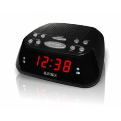 RÁDIO DESPERTADOR DIGITAL HAEGER SNOOZER ( Pilhas ou corrente - Preto - Ecrã LED vermelho de fácil vi... )