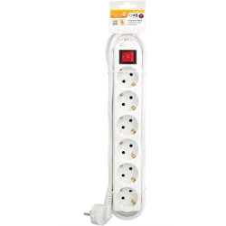 BASE GARZA 420021( 6 tomadas - Branco - Interruptor - Proteção infantil - Comprimento: 3 metros ) BASE GARZA 420021( 6 tomadas - Branco - Interruptor - Proteção infantil - Comprimento: 3 metros )