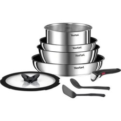SET 3 FRIGIDEIRAS + 1 CAÇAROLA + 1 PEGA + 1 TAMPO + 2 UTENSILIOS TEFAL L8979804 ( Interior antiaderente Titanium - Inox - Composto por: 3 fr... ) SET 3 FRIGIDEIRAS + 1 CAÇAROLA + 1 PEGA + 1 TAMPO + 2 UTENSILIOS TEFAL L8979804 ( Interior antiaderente Titanium - Inox - Composto por: 3 fr... )