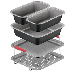 SET TEFAL 5 PEÇAS P_AIRFRYER J702S504 ( Silver - 2 formas para bolos - Forma quadrada - Bandeja per... ) SET TEFAL 5 PEÇAS P_AIRFRYER J702S504 ( Silver - 2 formas para bolos - Forma quadrada - Bandeja per... )