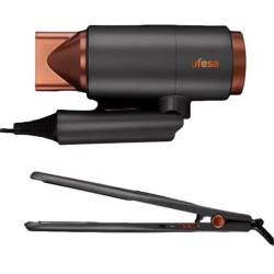 PACK SECADOR + MODELADOR DE CABELO UFESA MYGLAMOURSET ( 2200 W - Cinzento - Golpe de ar frio - Filtro removível - C... )