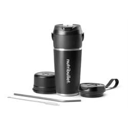 LIQUIDIFICADOR NUTRIBULLET NBP016B( Inox - Preto - 11,1 V - Recarregável - Tampa com pega para transporte e abertura para beber - )