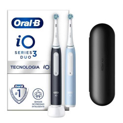 ESCOVA DE DENTES ELÉTRICA BRAUN IO3DUO PRETO+ AZUL ( Recarregável - Preto _ Azul - Sensor de Pressão Inteligent... )