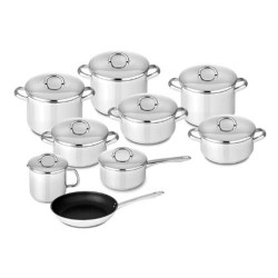 TREM DE COZINHA SILAMPOS EUROPA ( Aço inoxidável (acabamento polido) - Composto por: - Caçaro... ) TREM DE COZINHA SILAMPOS EUROPA ( Aço inoxidável (acabamento polido) - Composto por: - Caçaro... )
