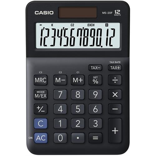 CALCULADORA CASIO SECRETARIA -MS20F ( Preto - Visor de 12 dígitos - 2 fontes de alimentação - Cál... )