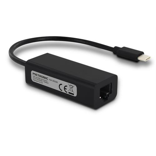 ADAPTADOR METRONIC 395290 ( USB-C macho _ Ethernet RJ45 fêmea - USB 3.2 Gen 1 - Preto ... )