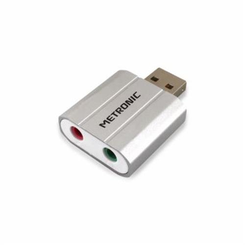 ADAPTADOR AUDIO METRONIC 460092 ( USB 2.0 - Entrada microfone: jack mono 3,5 mm - Saída auricu... )