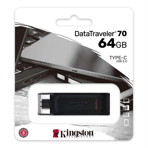 PEN USB KINGSTON DT70_64GB( 64 GB - Preto - USB-C 3.2 )( 64 GB - Preto - USB-C 3.2 )