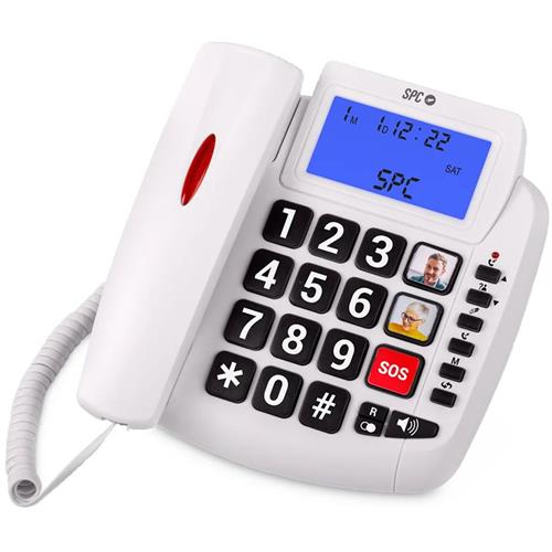 TELEFONE FIXO SPC COMFORT VOLUME 2 BRANCO ( 516 gr - Branco - Ecrã iluminado azul - Identificação de ch... )