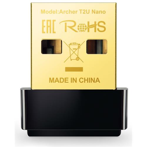 ADAPTADOR USB TP-LINK AC600 - ARCHER T2U NANO ( USB 2.0 - Preto - Suporta o standard 802.11ac - Velocidade... )