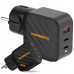 CARREGADOR HAMMER RAPIDCHARGE -65W( USB-A - 2 x USB-C - 65 W - Preto )