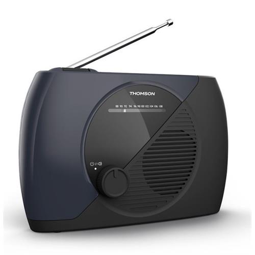 RÁDIO PORTÁTIL THOMSON RT350( Pilhas ou corrente - Preto _ Azul - Sintonizador analógico FM - Antena telescópica )
