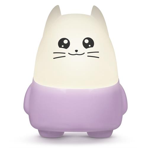 LUZ PRESENÇA BIGBEN GATO NLKIDSCAT ( USB-C - Lilás - Luz noturna infantil com intensidade ajust... )