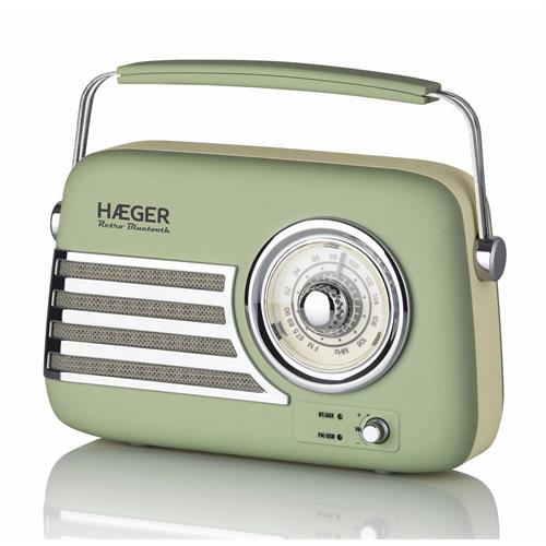 RÁDIO PORTÁTIL HAEGER RETRO( Bateria - 5 W - Verde )