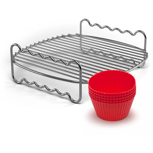 KIT PHILIPS ACESSÓRIOS PARA AIRFRYERS HD9904_01 ( Aço laminado _ Vermelho - Duplique a sua superfície de prep... )