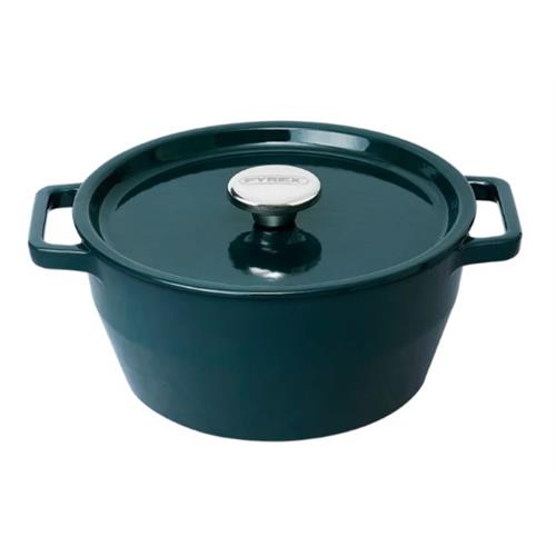 CAÇAROLA PYREX FERRO FUNDIDO REDONDA SC2AC24( 24 cm - 4 Litros - Verde )