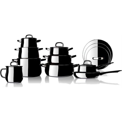 TREM DE COZINHA FLAMA 318FL ( Aço inox - Linha bojuda - 9 peças - Acabamento polido brilh... )