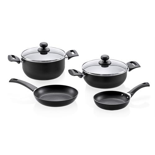 TREM DE COZINHA FLAMA 22304FL ( Preto - Caçarola: 22 cm - Panela: 22 cm - Frigideira: 22 cm... )