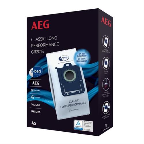 SACO DE ASPIRADOR AEG GR201S 4 UNIDADES( 4 - Fecho automático higiénico - Enchimento otimizado - Material de elevada qualidade )