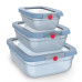 SET CAIXAS HERMETICAS TEFAL N1230210 ( 0,5 + 1,2 + 2,3 Litros - Azul - Sistema de abertura _ fecho... )