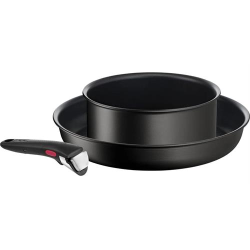 SET FRIGIDEIRA+ CAÇAROLA+ PEGA TEFAL L7639443( 28 + 20 cm - Revestimento antiaderente em Titanium - Preto )