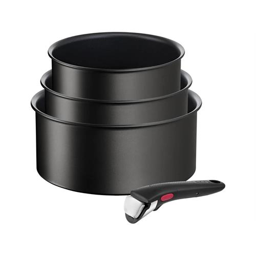 CAÇAROLA TEFAL L7639343( 16 + 18 + 20 cm - Revestimento antiaderente em Titanium - Preto )