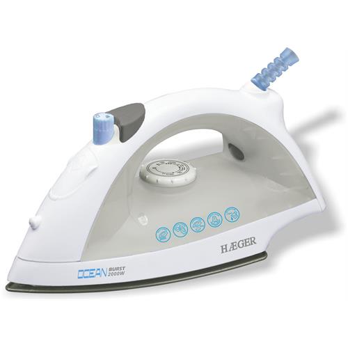 FERRO A VAPOR HAEGER OCEAN BURST( 2000 W - Aço inoxidável - Branco _ cinza )