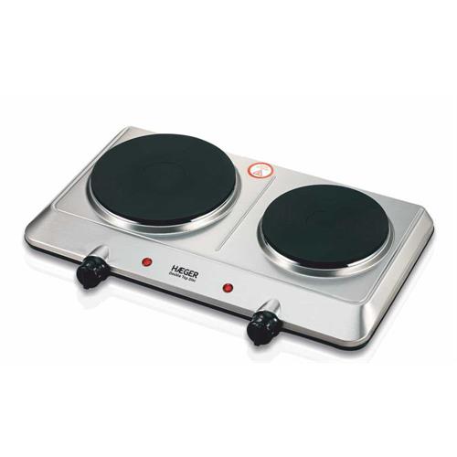 PLACA ELÉTRICA PORTÁTIL HAEGER DOUBLE TOP DISC ( 2250 W - Inox - 2 zonas: 18 e 15 cm - 5 níveis de temperatu... )