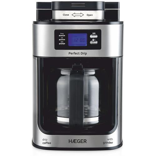 MÁQUINA de CAFÉ FILTRO HAEGER PERFECT DRIP( 1050 W - 12 Chávenas - Silver _ Preto )
