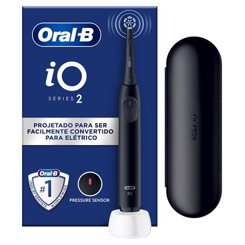 ESCOVA DE DENTES ELÉTRICA BRAUN IO2PRETO ( Recarregável - Preto - Botão de toque - Som silencioso - S... )