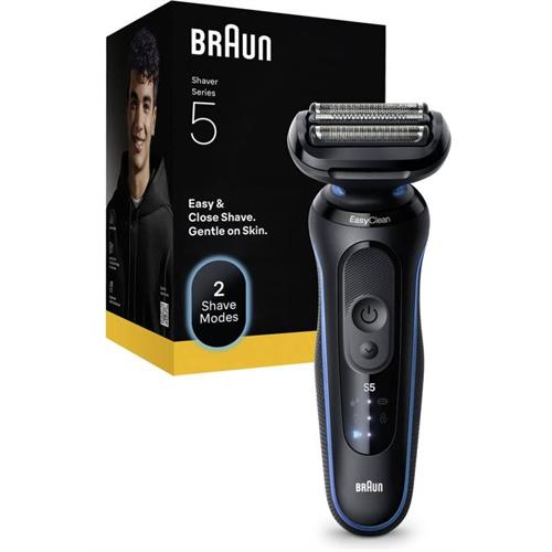 MÁQUINA DE BARBEAR BRAUN S5_52B1000SBLUE( Recarregável - 50 minutos - Preto _ Azul )